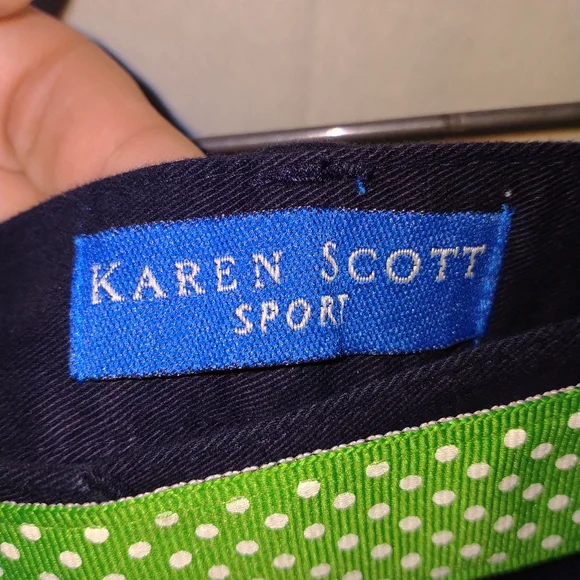 NWT Karen Scott Sport Chino Golf Tennis Shorts Women's 14 Navy Blue Flat Front - Picture 6 of 6